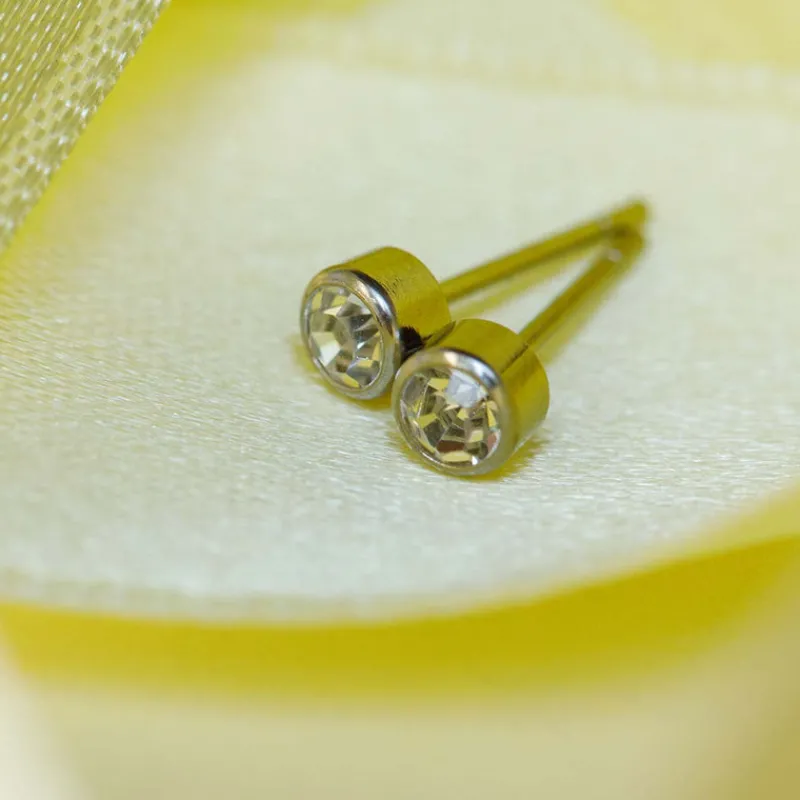 Simply Whispers April Birthstone Bezel Stainless Steel Earrings Discount