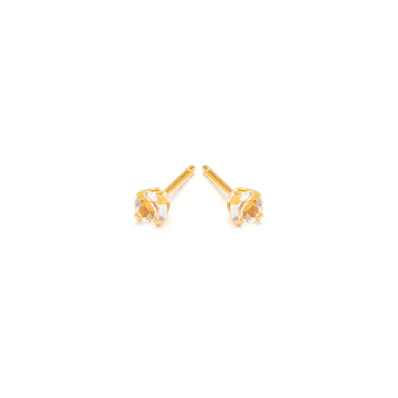 Simply Whispers April Birthstone 14k Gold Plated Stud Earrings Discount
