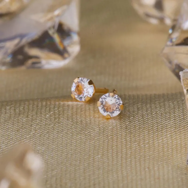Simply Whispers April Birthstone 14k Gold Plated Stud Earrings Discount