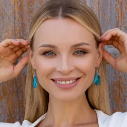 Simply Whispers Aqua Teardrop French Hook Earrings Discount
