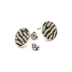 Simply Whispers Black & White Pave Earrings New