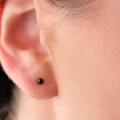 Simply Whispers Black Titanium Ball Stud Earrings New