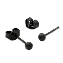 Simply Whispers Black Titanium Ball Stud Earrings New