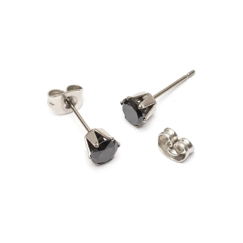 Simply Whispers Black Titanium Stud Earrings Hot