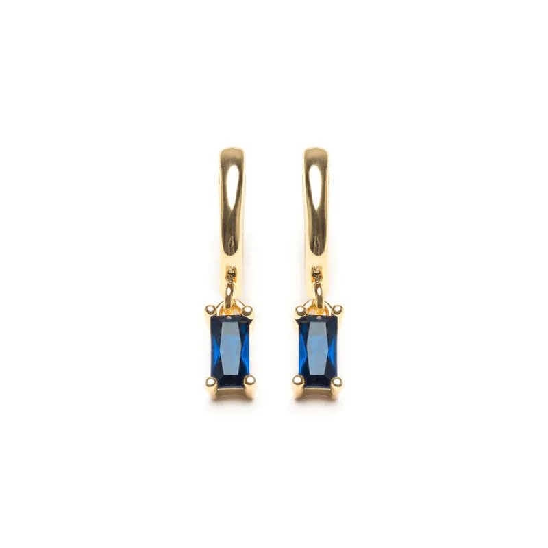 Simply Whispers Blue Crystal Drop Huggie Hoops Outlet