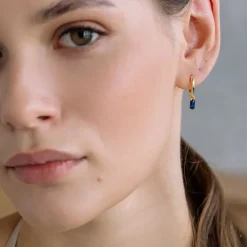 Simply Whispers Blue Crystal Drop Huggie Hoops Outlet