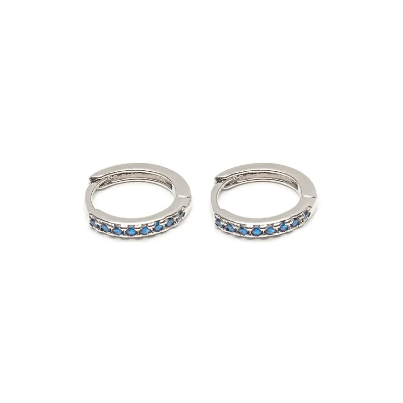 Simply Whispers Blue Crystal Huggie Hoops Discount