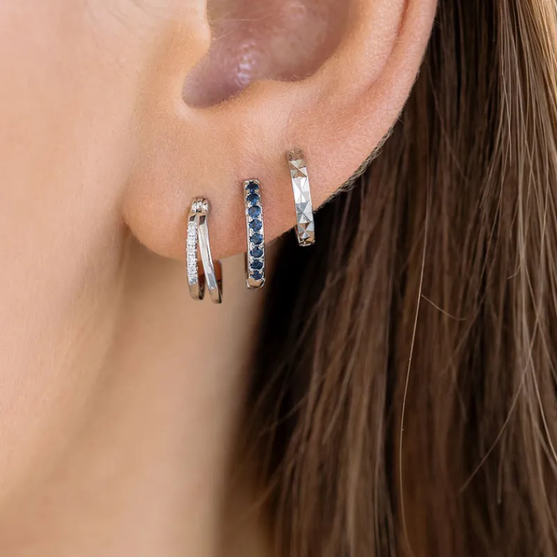 Simply Whispers Blue Crystal Huggie Hoops Discount