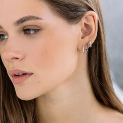 Simply Whispers Blue Crystal Huggie Hoops Discount