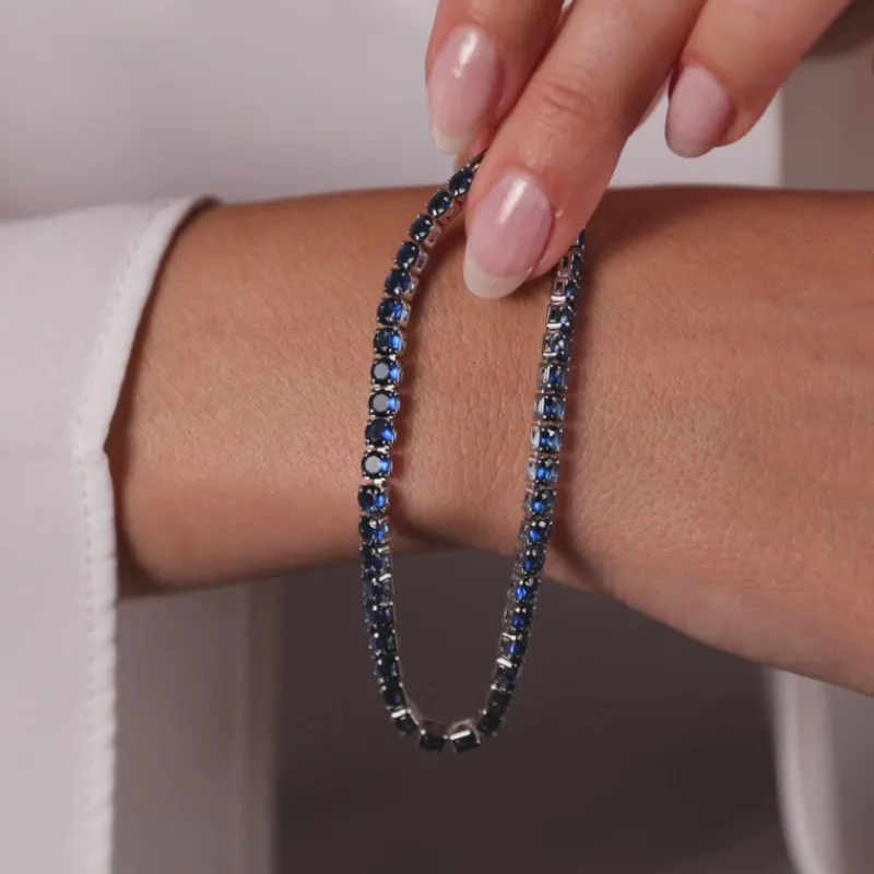 Simply Whispers Blue Round Zirconia Tennis Bracelet Hot