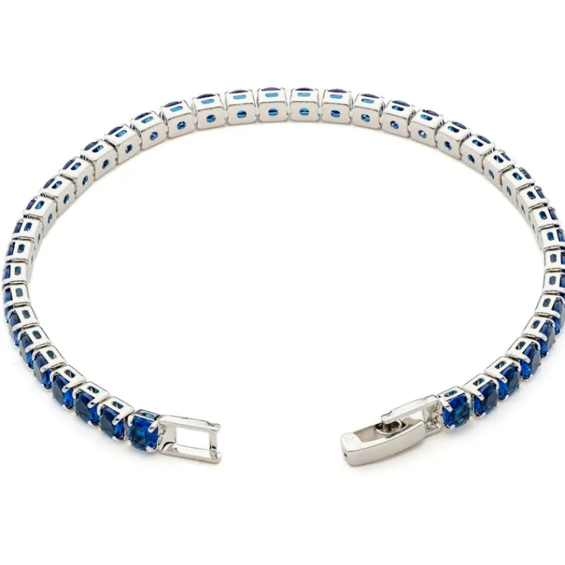 Simply Whispers Blue Round Zirconia Tennis Bracelet Hot