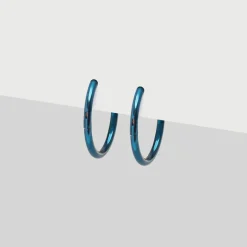 Simply Whispers Blue Titanium Huggie Earrings New