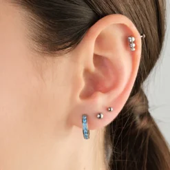 Simply Whispers Blue Zirconia Titanium Posted Hoop Earrings Best