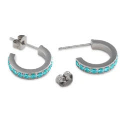 Simply Whispers Blue Zirconia Titanium Posted Hoop Earrings Best