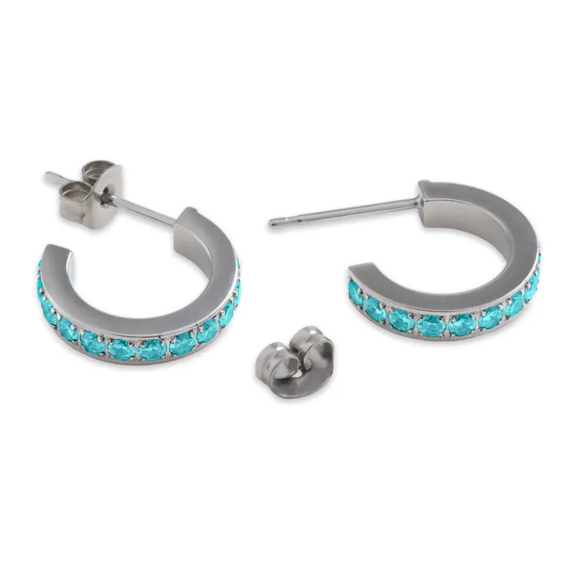 Simply Whispers Blue Zirconia Titanium Posted Hoop Earrings Best