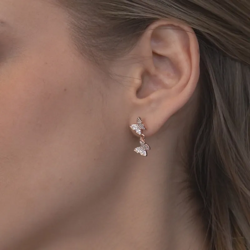 Simply Whispers Butterfly Pave Stud Earrings Hot