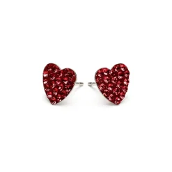 Simply Whispers Cherry Pave Heart Stud Earrings Outlet