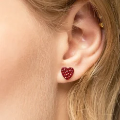 Simply Whispers Cherry Pave Heart Stud Earrings Outlet