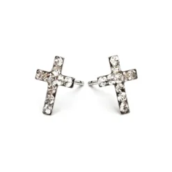 Simply Whispers Cross April Birthstone Earrings Hot