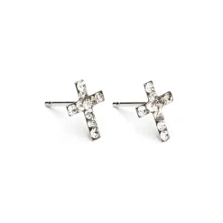 Simply Whispers Cross April Birthstone Earrings Hot