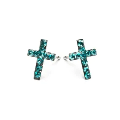 Simply Whispers Cross December Birthstone Earrings Discount