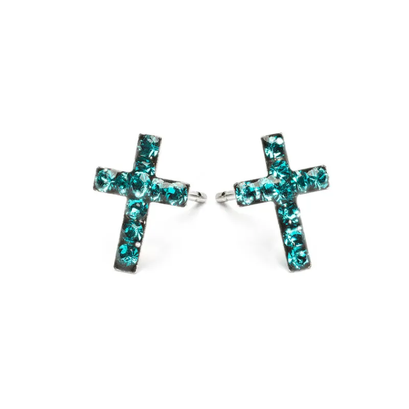 Simply Whispers Cross December Birthstone Earrings Discount