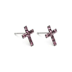 Simply Whispers Cross February Birthstone Earrings Fashion