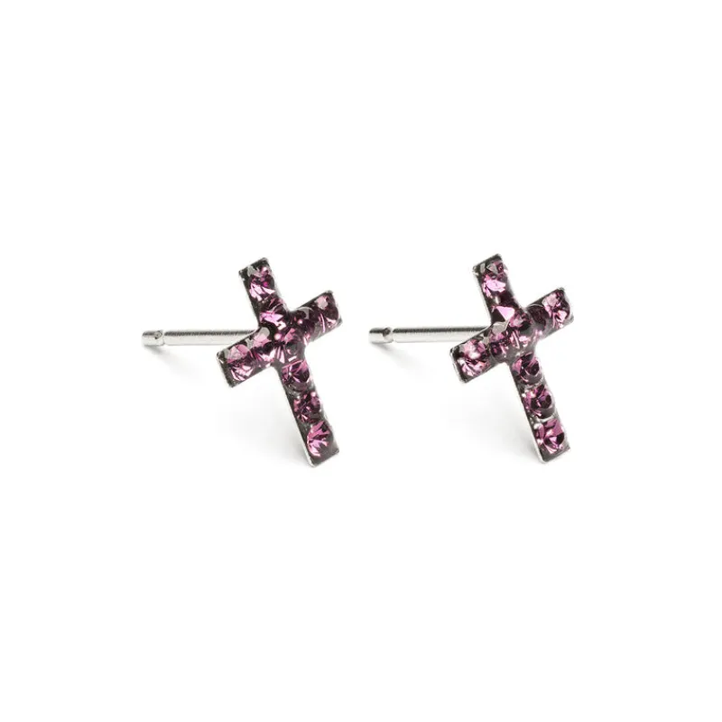 Simply Whispers Cross February Birthstone Earrings Fashion