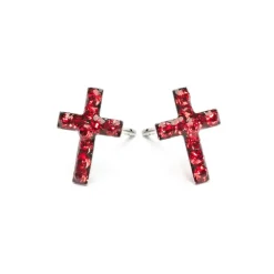 Simply Whispers Cross July Birthstone Earrings Clearance
