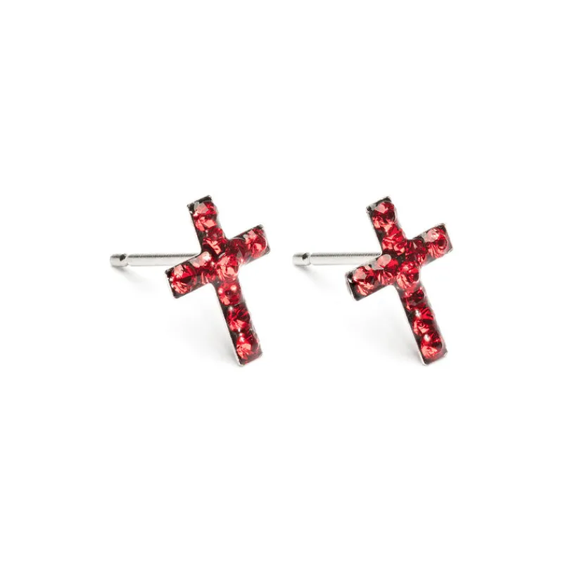 Simply Whispers Cross July Birthstone Earrings Clearance