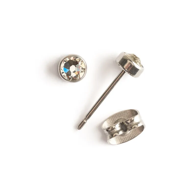 Simply Whispers Crystal Bezel Titanium Stud Earrings Online