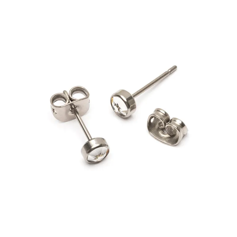 Simply Whispers Crystal Bezel Titanium Stud Earrings Online