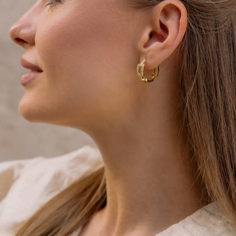 Simply Whispers Crystal Chain Huggie Hoops Fashion