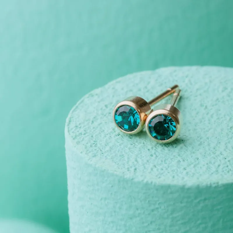 Simply Whispers December Birthstone 14k Gold Plated Earrings Fashion