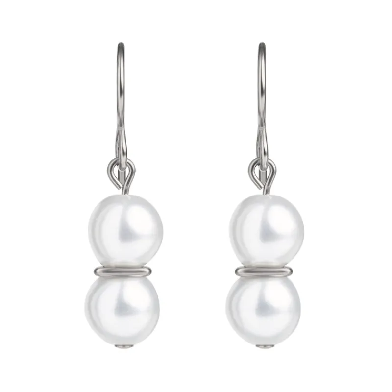 Simply Whispers Double Pearl Titanium French Hook Earrings Sale