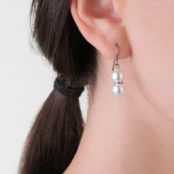 Simply Whispers Double Pearl Titanium French Hook Earrings Sale