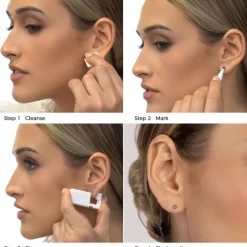 Simply Whispers Ear Piercing 2 mm Bezel Crystal Stainless Steel Self Piercer Fashion