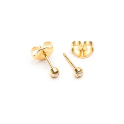 Simply Whispers Ear Piercing 2 mm Bezel Pearl Baby Post Gold Plated Self Piercer Clearance