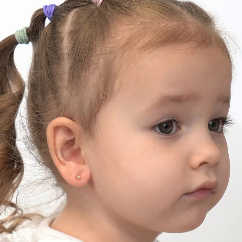 Simply Whispers Ear Piercing 2 mm Bezel Pearl Baby Post Gold Plated Self Piercer Clearance