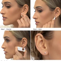 Simply Whispers Ear Piercing 3 mm Zirconia Gold Plated Self Piercer Sale