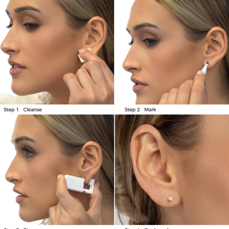 Simply Whispers Ear Piercing 3 mm Zirconia Gold Plated Self Piercer Sale