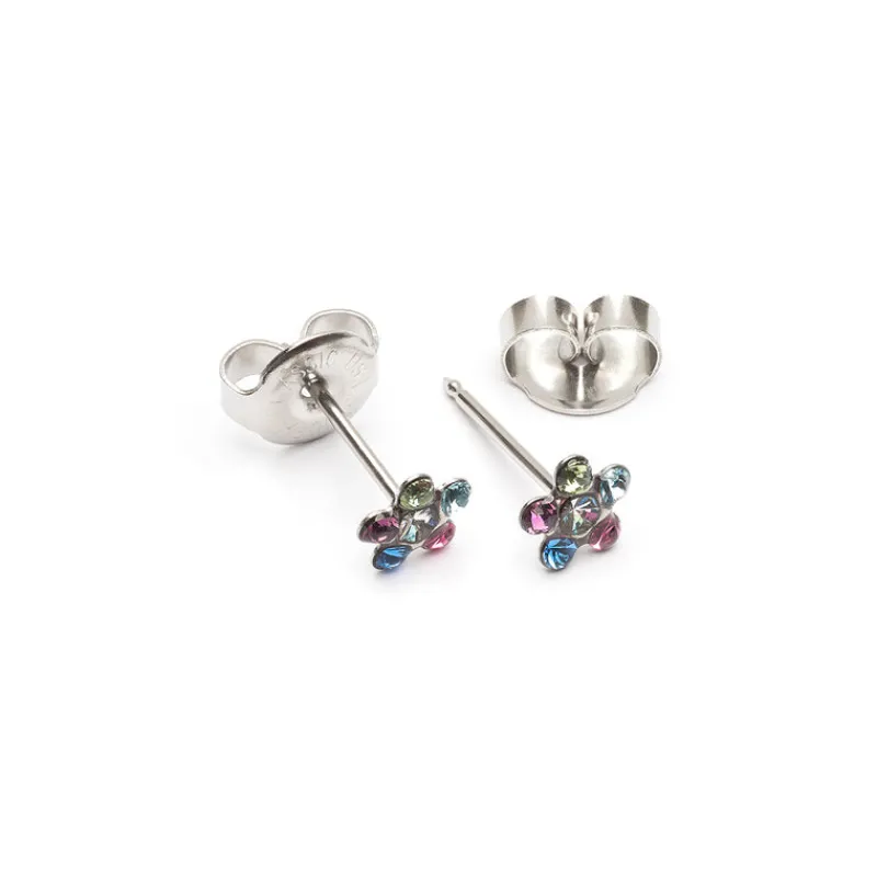 Simply Whispers Ear Piercing Rainbow Daisy Stainless Steel Self Piercer Fashion