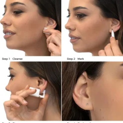 Simply Whispers Ear Piercing Rose Daisy Crystal Baby Post Gold Plated Self Piercer Best