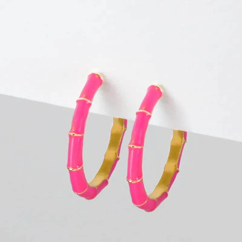 Simply Whispers Fuchsia Bamboo Hoop Earrings Clearance