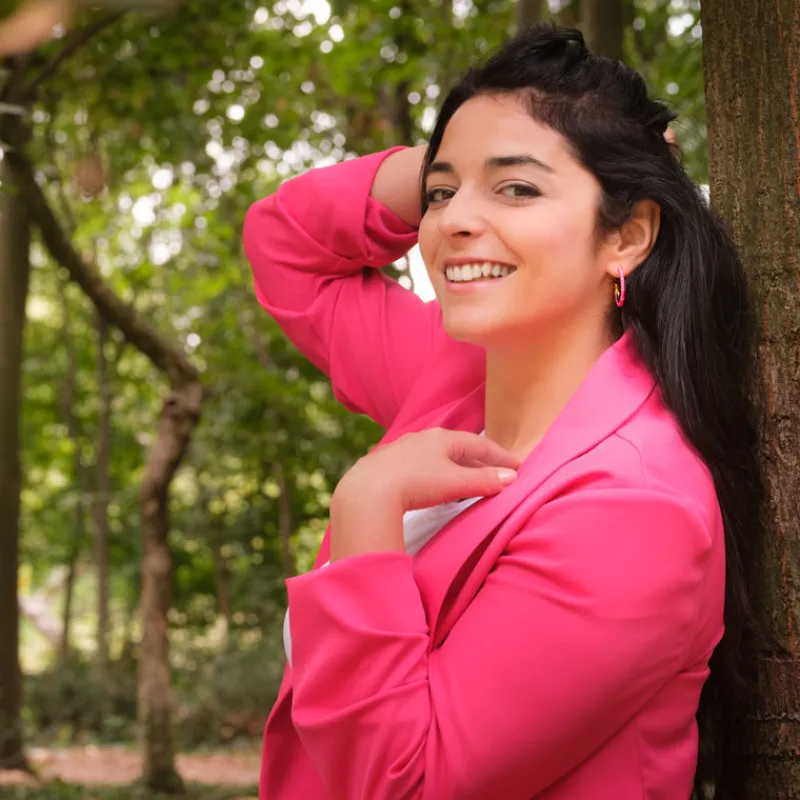 Simply Whispers Fuchsia Bamboo Hoop Earrings Clearance