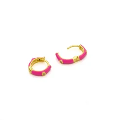 Simply Whispers Fuschia Enamel Huggie Hoops Online