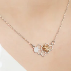 Simply Whispers Gold Bee Silver Honeycomb Necklace Best
