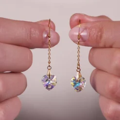 Simply Whispers Gold Crystal Hearts French Hook Earrings Discount