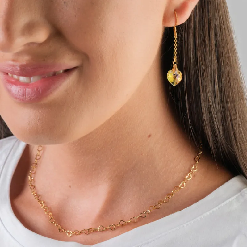 Simply Whispers Gold Crystal Hearts French Hook Earrings Discount