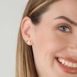 Simply Whispers Gold Crystal Lightning Bolt Stud Earrings New